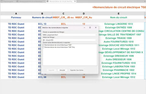 Export d'une nomenclature Revit vers Excel avec l'application App For Revit